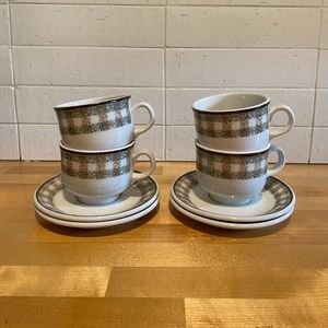 Vintage Mugs and Plates (Set for 4)